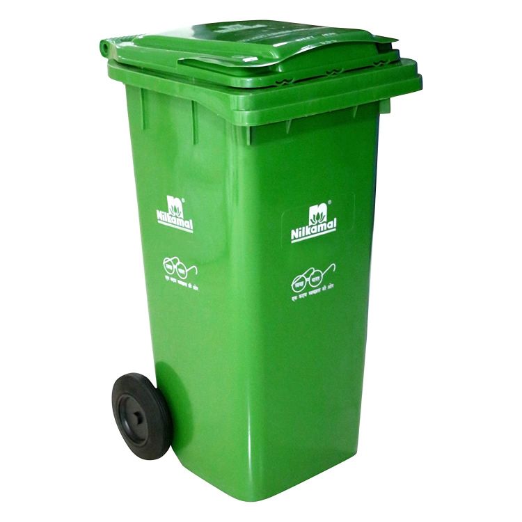 Green wheelie bin